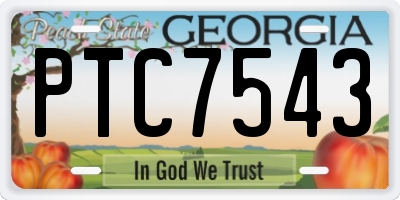GA license plate PTC7543