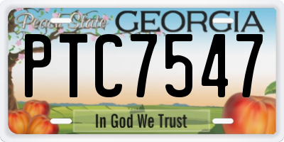 GA license plate PTC7547