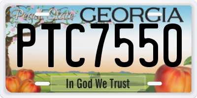 GA license plate PTC7550