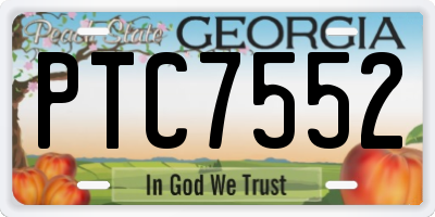 GA license plate PTC7552