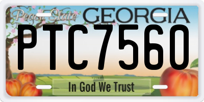 GA license plate PTC7560