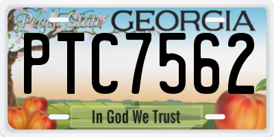 GA license plate PTC7562