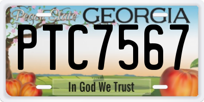 GA license plate PTC7567