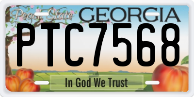 GA license plate PTC7568