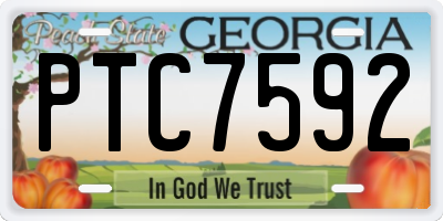 GA license plate PTC7592