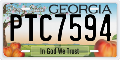 GA license plate PTC7594