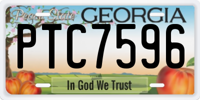 GA license plate PTC7596