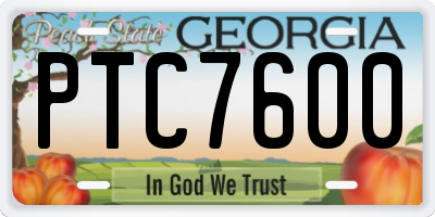 GA license plate PTC7600