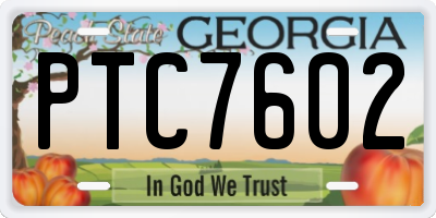 GA license plate PTC7602