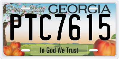 GA license plate PTC7615