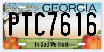 GA license plate PTC7616