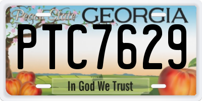GA license plate PTC7629