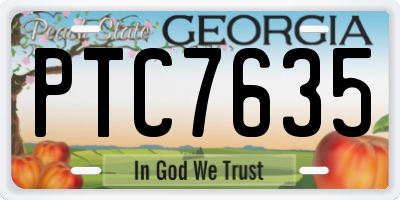 GA license plate PTC7635