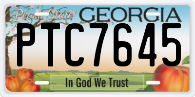 GA license plate PTC7645