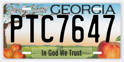 GA license plate PTC7647