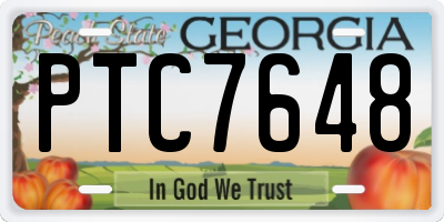 GA license plate PTC7648