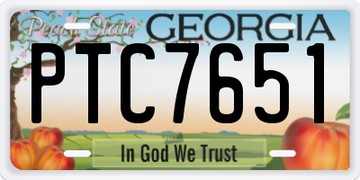 GA license plate PTC7651