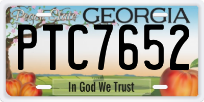 GA license plate PTC7652
