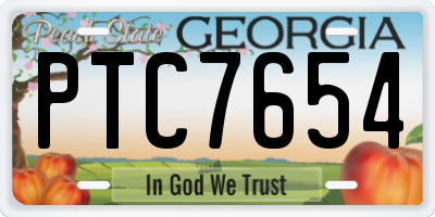 GA license plate PTC7654