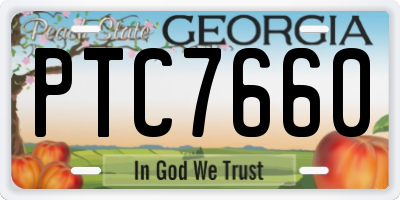 GA license plate PTC7660