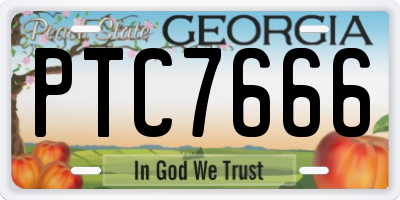 GA license plate PTC7666