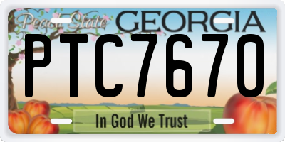 GA license plate PTC7670