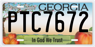 GA license plate PTC7672