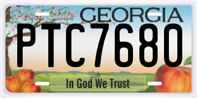 GA license plate PTC7680
