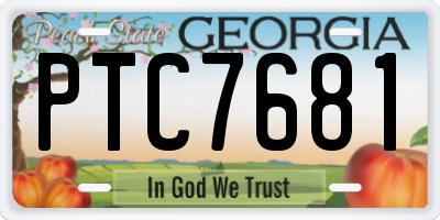 GA license plate PTC7681