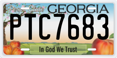 GA license plate PTC7683