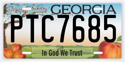 GA license plate PTC7685