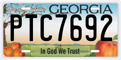 GA license plate PTC7692