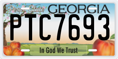 GA license plate PTC7693