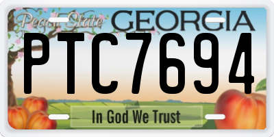 GA license plate PTC7694