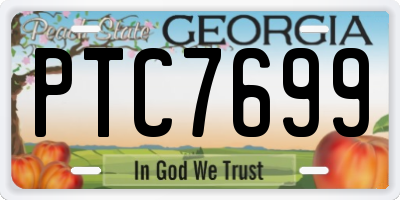 GA license plate PTC7699