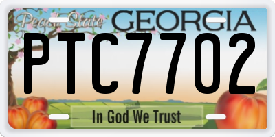 GA license plate PTC7702