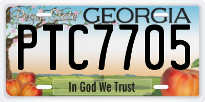 GA license plate PTC7705