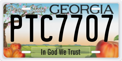GA license plate PTC7707