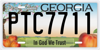 GA license plate PTC7711