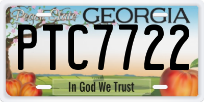 GA license plate PTC7722