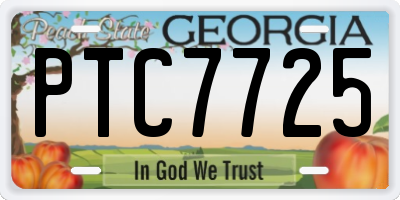 GA license plate PTC7725
