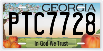 GA license plate PTC7728