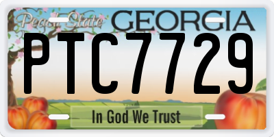 GA license plate PTC7729