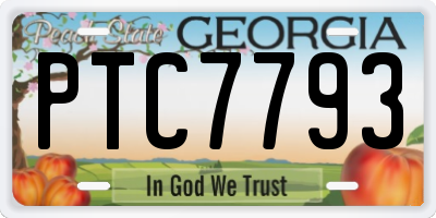 GA license plate PTC7793