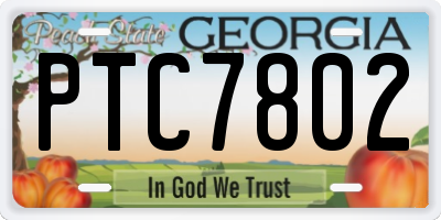 GA license plate PTC7802