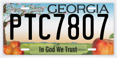 GA license plate PTC7807