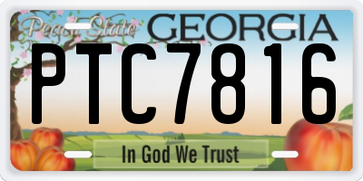 GA license plate PTC7816