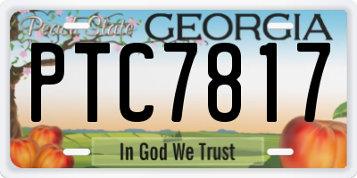 GA license plate PTC7817