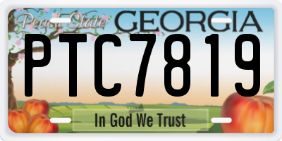 GA license plate PTC7819