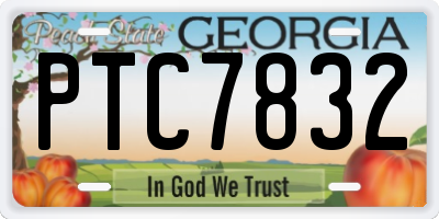 GA license plate PTC7832